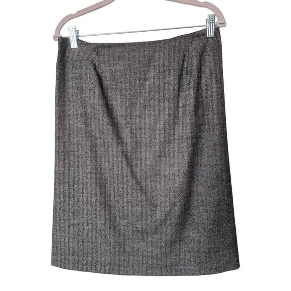 Vintage Wool Chaiken Knee Length Pleated Pencil Skirt Size 8 Brown Wool Gatsby - Picture 1 of 14